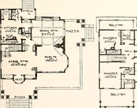An illustration from The plan book of American dwellings : being a compilation of original home designs, showing actual photographic exteriors and floor plans of moderately priced bungalows, cottages, residences (1914)