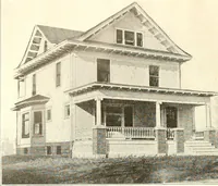 An illustration from The plan book of American dwellings : being a compilation of original home designs, showing actual photographic exteriors and floor plans of moderately priced bungalows, cottages, residences (1914)