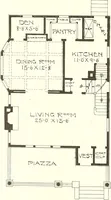 An illustration from The plan book of American dwellings : being a compilation of original home designs, showing actual photographic exteriors and floor plans of moderately priced bungalows, cottages, residences (1914)