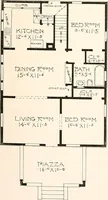 An illustration from The plan book of American dwellings : being a compilation of original home designs, showing actual photographic exteriors and floor plans of moderately priced bungalows, cottages, residences (1914)
