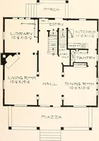 An illustration from The plan book of American dwellings : being a compilation of original home designs, showing actual photographic exteriors and floor plans of moderately priced bungalows, cottages, residences (1914)