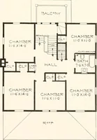 An illustration from The plan book of American dwellings : being a compilation of original home designs, showing actual photographic exteriors and floor plans of moderately priced bungalows, cottages, residences (1914)