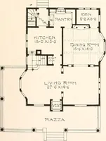 An illustration from The plan book of American dwellings : being a compilation of original home designs, showing actual photographic exteriors and floor plans of moderately priced bungalows, cottages, residences (1914)