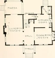 An illustration from The plan book of American dwellings : being a compilation of original home designs, showing actual photographic exteriors and floor plans of moderately priced bungalows, cottages, residences (1914)