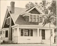 An illustration from The plan book of American dwellings : being a compilation of original home designs, showing actual photographic exteriors and floor plans of moderately priced bungalows, cottages, residences (1914)