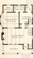 An illustration from The plan book of American dwellings : being a compilation of original home designs, showing actual photographic exteriors and floor plans of moderately priced bungalows, cottages, residences (1914)