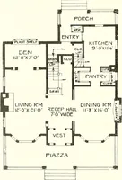 An illustration from The plan book of American dwellings : being a compilation of original home designs, showing actual photographic exteriors and floor plans of moderately priced bungalows, cottages, residences (1914)