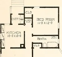 An illustration from The plan book of American dwellings : being a compilation of original home designs, showing actual photographic exteriors and floor plans of moderately priced bungalows, cottages, residences (1914)
