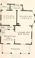 An illustration from The plan book of American dwellings : being a compilation of original home designs, showing actual photographic exteriors and floor plans of moderately priced bungalows, cottages, residences (1914)