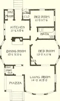 An illustration from The plan book of American dwellings : being a compilation of original home designs, showing actual photographic exteriors and floor plans of moderately priced bungalows, cottages, residences (1914)