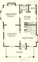 An illustration from The plan book of American dwellings : being a compilation of original home designs, showing actual photographic exteriors and floor plans of moderately priced bungalows, cottages, residences (1914)