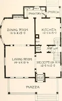 An illustration from The plan book of American dwellings : being a compilation of original home designs, showing actual photographic exteriors and floor plans of moderately priced bungalows, cottages, residences (1914)