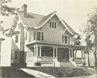 An illustration from The plan book of American dwellings : being a compilation of original home designs, showing actual photographic exteriors and floor plans of moderately priced bungalows, cottages, residences (1914)