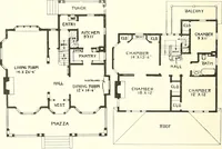 An illustration from The plan book of American dwellings : being a compilation of original home designs, showing actual photographic exteriors and floor plans of moderately priced bungalows, cottages, residences (1914)