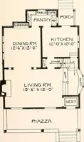 An illustration from The plan book of American dwellings : being a compilation of original home designs, showing actual photographic exteriors and floor plans of moderately priced bungalows, cottages, residences (1914)
