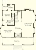 An illustration from The plan book of American dwellings : being a compilation of original home designs, showing actual photographic exteriors and floor plans of moderately priced bungalows, cottages, residences (1914)