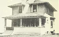 An illustration from The plan book of American dwellings : being a compilation of original home designs, showing actual photographic exteriors and floor plans of moderately priced bungalows, cottages, residences (1914)