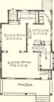 An illustration from The plan book of American dwellings : being a compilation of original home designs, showing actual photographic exteriors and floor plans of moderately priced bungalows, cottages, residences (1914)