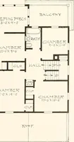 An illustration from The plan book of American dwellings : being a compilation of original home designs, showing actual photographic exteriors and floor plans of moderately priced bungalows, cottages, residences (1914)