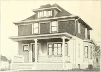 An illustration from The plan book of American dwellings : being a compilation of original home designs, showing actual photographic exteriors and floor plans of moderately priced bungalows, cottages, residences (1914)