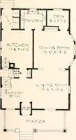 An illustration from The plan book of American dwellings : being a compilation of original home designs, showing actual photographic exteriors and floor plans of moderately priced bungalows, cottages, residences (1914)