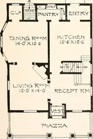 An illustration from The plan book of American dwellings : being a compilation of original home designs, showing actual photographic exteriors and floor plans of moderately priced bungalows, cottages, residences (1914)