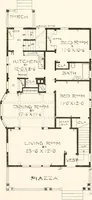 An illustration from The plan book of American dwellings : being a compilation of original home designs, showing actual photographic exteriors and floor plans of moderately priced bungalows, cottages, residences (1914)