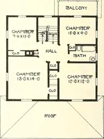 An illustration from The plan book of American dwellings : being a compilation of original home designs, showing actual photographic exteriors and floor plans of moderately priced bungalows, cottages, residences (1914)