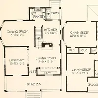 An illustration from The plan book of American dwellings : being a compilation of original home designs, showing actual photographic exteriors and floor plans of moderately priced bungalows, cottages, residences (1914)