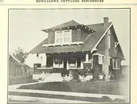 An illustration from The plan book of American dwellings : being a compilation of original home designs, showing actual photographic exteriors and floor plans of moderately priced bungalows, cottages, residences (1914)