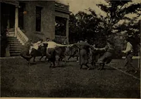 An illustration from Play, comprising games for the kindergarten, playground, schoolroom and college; how to coach and play girls' basket-ball, etc (1912)