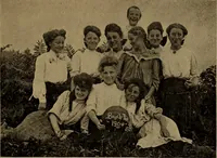 An illustration from Play, comprising games for the kindergarten, playground, schoolroom and college; how to coach and play girls' basket-ball, etc (1912)