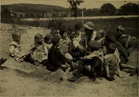 An illustration from Play, comprising games for the kindergarten, playground, schoolroom and college; how to coach and play girls' basket-ball, etc (1912)