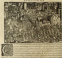 An illustration from Plvtarchi Chaeronensis Svmmi et philosophi et historici parallela : id est, vitae illvstrivm vivorvm Graecorvm et Romanorum (1580)