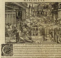 An illustration from Plvtarchi Chaeronensis Svmmi et philosophi et historici parallela : id est, vitae illvstrivm vivorvm Graecorvm et Romanorum (1580)