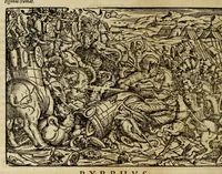 An illustration from Plvtarchi Chaeronensis Svmmi et philosophi et historici parallela : id est, vitae illvstrivm vivorvm Graecorvm et Romanorum (1580)