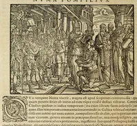 An illustration from Plvtarchi Chaeronensis Svmmi et philosophi et historici parallela : id est, vitae illvstrivm vivorvm Graecorvm et Romanorum (1580)