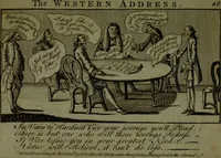 An illustration from A political and satirical history of the years 1756 and 1757 : in a series of seventy-five humorous and entertaining prints, containing all the most remarkable transactions, characters and caricaturas of those two memorable years, to which is annexed, an explanatory account or key to every print, which renders the whole full and significant (1758)