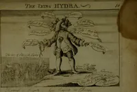 An illustration from A political and satirical history of the years 1756 and 1757 : in a series of seventy-five humorous and entertaining prints, containing all the most remarkable transactions, characters and caricaturas of those two memorable years, to which is annexed, an explanatory account or key to every print, which renders the whole full and significant (1758)
