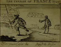 An illustration from A political and satirical history of the years 1756 and 1757 : in a series of seventy-five humorous and entertaining prints, containing all the most remarkable transactions, characters and caricaturas of those two memorable years, to which is annexed, an explanatory account or key to every print, which renders the whole full and significant (1758)