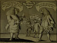 An illustration from A political and satirical history of the years 1756 and 1757 : in a series of seventy-five humorous and entertaining prints, containing all the most remarkable transactions, characters and caricaturas of those two memorable years, to which is annexed, an explanatory account or key to every print, which renders the whole full and significant (1758)