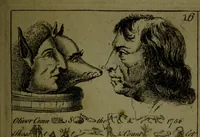 An illustration from A political and satirical history of the years 1756 and 1757 : in a series of seventy-five humorous and entertaining prints, containing all the most remarkable transactions, characters and caricaturas of those two memorable years, to which is annexed, an explanatory account or key to every print, which renders the whole full and significant (1758)