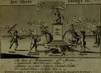 An illustration from A political and satirical history of the years 1756 and 1757 : in a series of seventy-five humorous and entertaining prints, containing all the most remarkable transactions, characters and caricaturas of those two memorable years, to which is annexed, an explanatory account or key to every print, which renders the whole full and significant (1758)