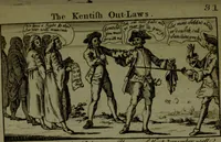An illustration from A political and satirical history of the years 1756 and 1757 : in a series of seventy-five humorous and entertaining prints, containing all the most remarkable transactions, characters and caricaturas of those two memorable years, to which is annexed, an explanatory account or key to every print, which renders the whole full and significant (1758)