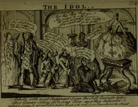 An illustration from A political and satirical history of the years 1756 and 1757 : in a series of seventy-five humorous and entertaining prints, containing all the most remarkable transactions, characters and caricaturas of those two memorable years, to which is annexed, an explanatory account or key to every print, which renders the whole full and significant (1758)