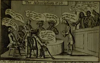An illustration from A political and satirical history of the years 1756 and 1757 : in a series of seventy-five humorous and entertaining prints, containing all the most remarkable transactions, characters and caricaturas of those two memorable years, to which is annexed, an explanatory account or key to every print, which renders the whole full and significant (1758)