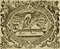 An illustration from Ivsti LipsI Politicorvm, sive, Civilis doctrinae libri sex : qui ad principatum maximè spectant : additae notae auctiores, tum & De vna religione liber (1604)