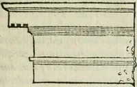 An illustration from M. Vitrvvii Pollionis De architectvra libri decem ad Caesarem Avgvstvm : omnibus omnium editionibus longè emendatiores, collatis veteribus exemplis : accesservnt Gulielmi Philandri Castilionii, ciuis Romani, annotationes castigatiores, & plus tertia parte locupletiores : adiecta est Epitome in omnes Georgij Agricolae De mensuris & ponderibus libros, eodem avtore : cum Graeco pariter & Latino indice locupletissimo (1552)
