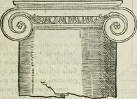 An illustration from M. Vitrvvii Pollionis De architectvra libri decem ad Caesarem Avgvstvm : omnibus omnium editionibus longè emendatiores, collatis veteribus exemplis : accesservnt Gulielmi Philandri Castilionii, ciuis Romani, annotationes castigatiores, & plus tertia parte locupletiores : adiecta est Epitome in omnes Georgij Agricolae De mensuris & ponderibus libros, eodem avtore : cum Graeco pariter & Latino indice locupletissimo (1552)