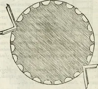 An illustration from M. Vitrvvii Pollionis De architectvra libri decem ad Caesarem Avgvstvm : omnibus omnium editionibus longè emendatiores, collatis veteribus exemplis : accesservnt Gulielmi Philandri Castilionii, ciuis Romani, annotationes castigatiores, & plus tertia parte locupletiores : adiecta est Epitome in omnes Georgij Agricolae De mensuris & ponderibus libros, eodem avtore : cum Graeco pariter & Latino indice locupletissimo (1552)